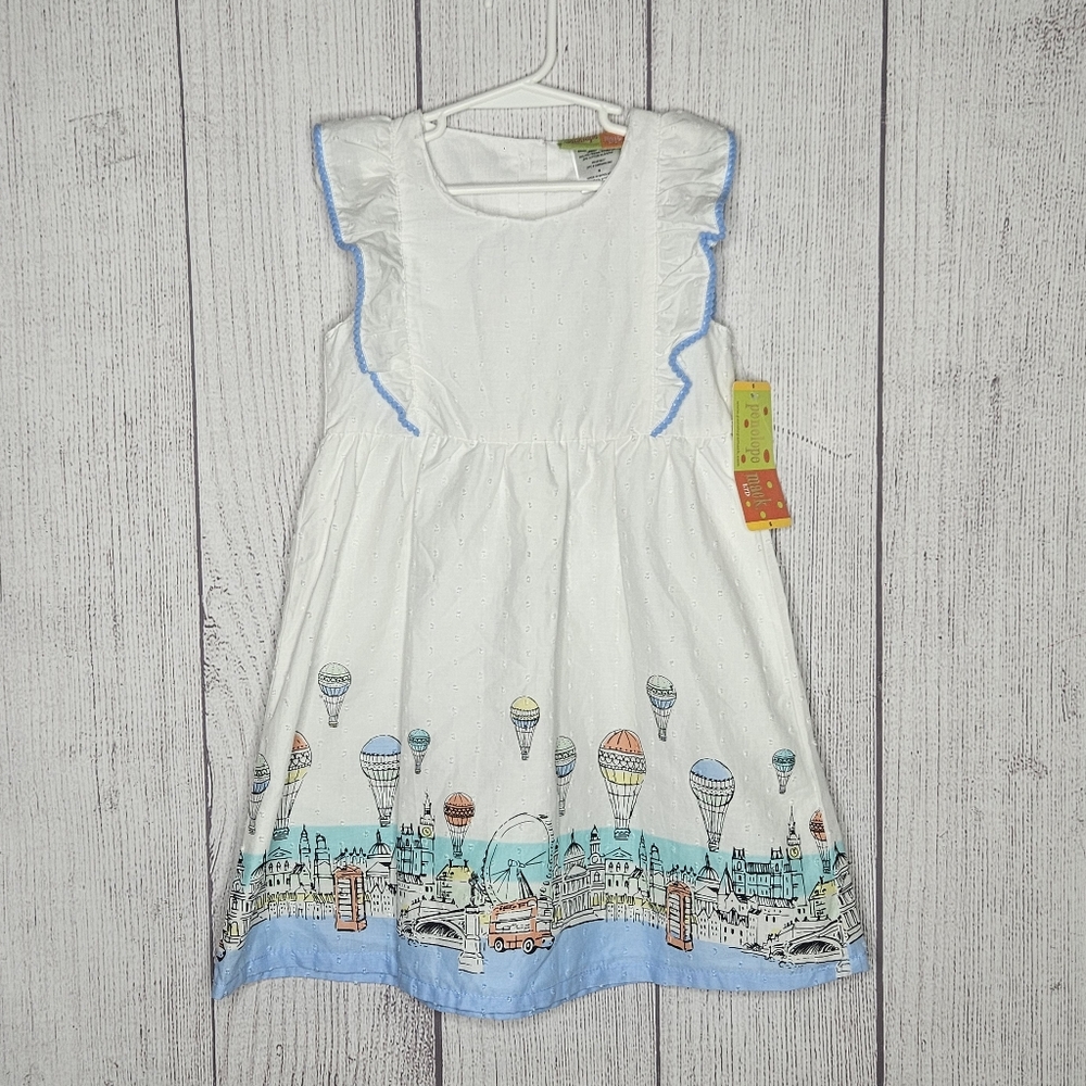 Penelope Mack Hot Air Balloon Print Pinafore Dress, NWT, sz 6